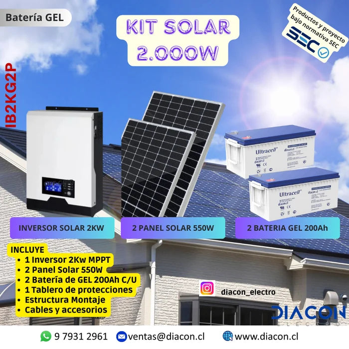 Kit Solar 2Kw Baterías GEL Básico