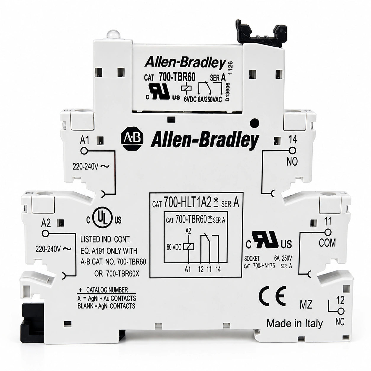 relé tipo bornera 6A (1na/1nc) bobina 24vcc Allen-Bradley