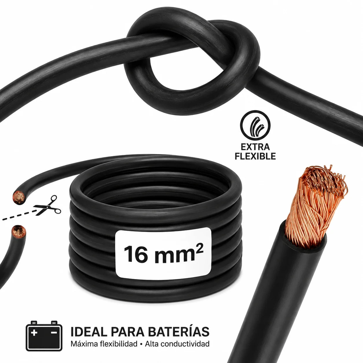 Cable Flexible H01n2-D 1x16mm2 100V 135A Negro x Metro