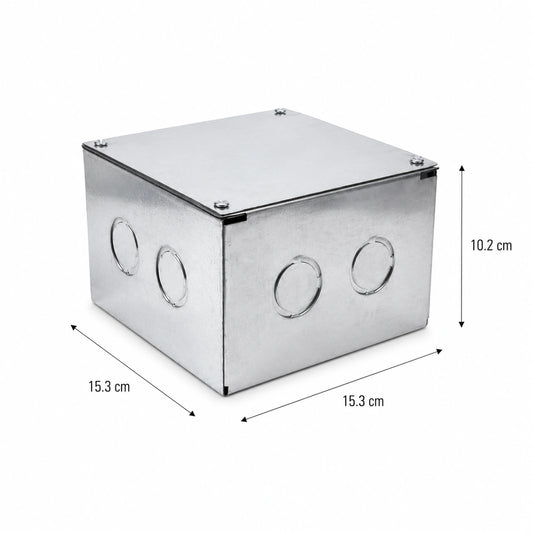 Caja Metálica pre-galvanizada 15,3 × 15,3 × 10,2 cm
