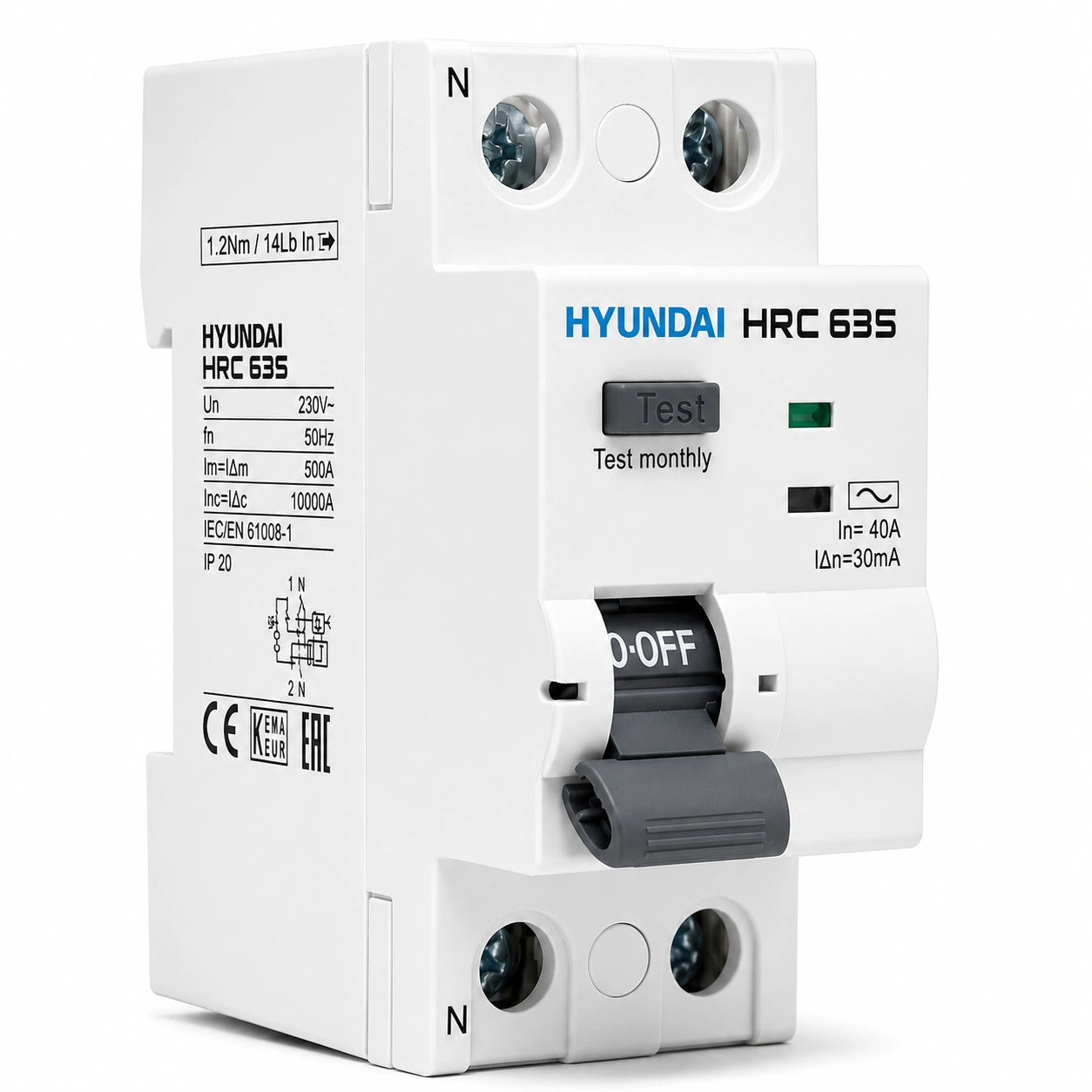 Interruptor Diferencial Hyundai HRC63S 40A 30mA Tipo A 2 Polos