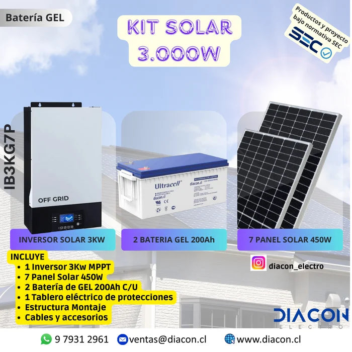 Kit Solar 3Kw con Batería GEL