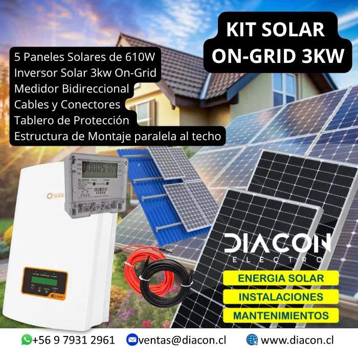 Kit Solar 3Kw On-Grid con inyección a la red