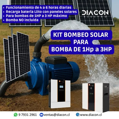 Kit de Bombeo Solar C/Bateria Litio para 1HP a 3HP
