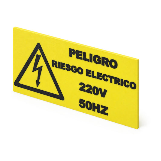 Rótulo Adhesivo Peligro Riesgo Eléctrico 220V 50Hz 200x100mm en Plástico ABS