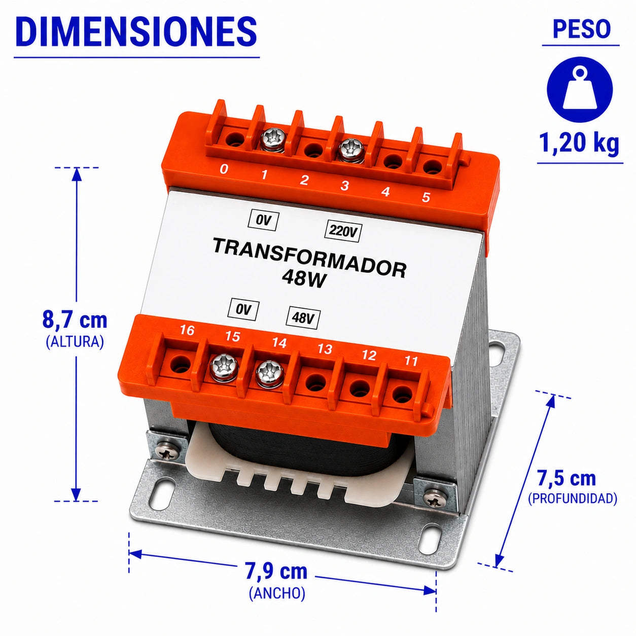Transformador de control 48W 220V 48V