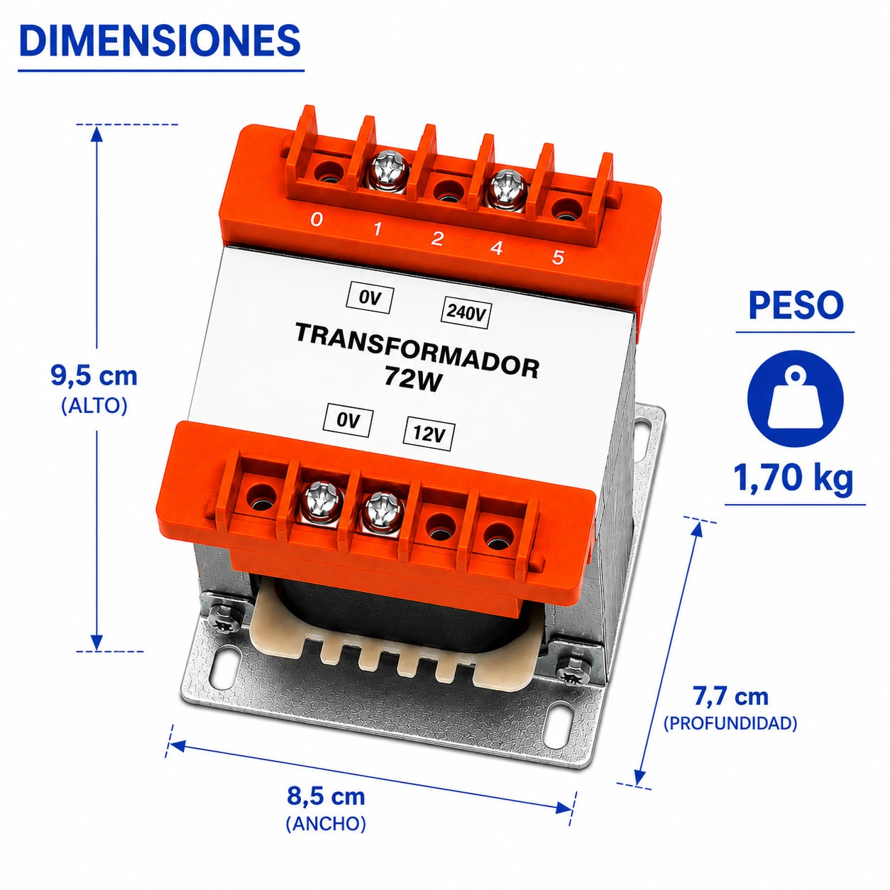 Transformador de control 72W 220V 12V