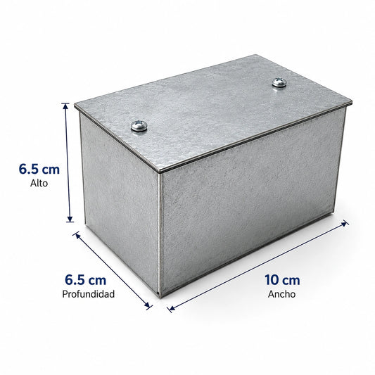 Caja de Paso Galvanizada Metálica 6,5 × 10 × 6,5 cm