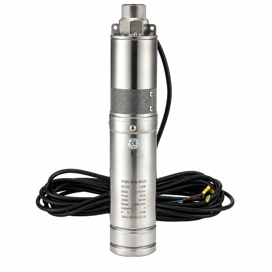 Bomba Solar Pozo Profundo 3" pulgadas 760Ltr/hr 55MCA 24V 120W
