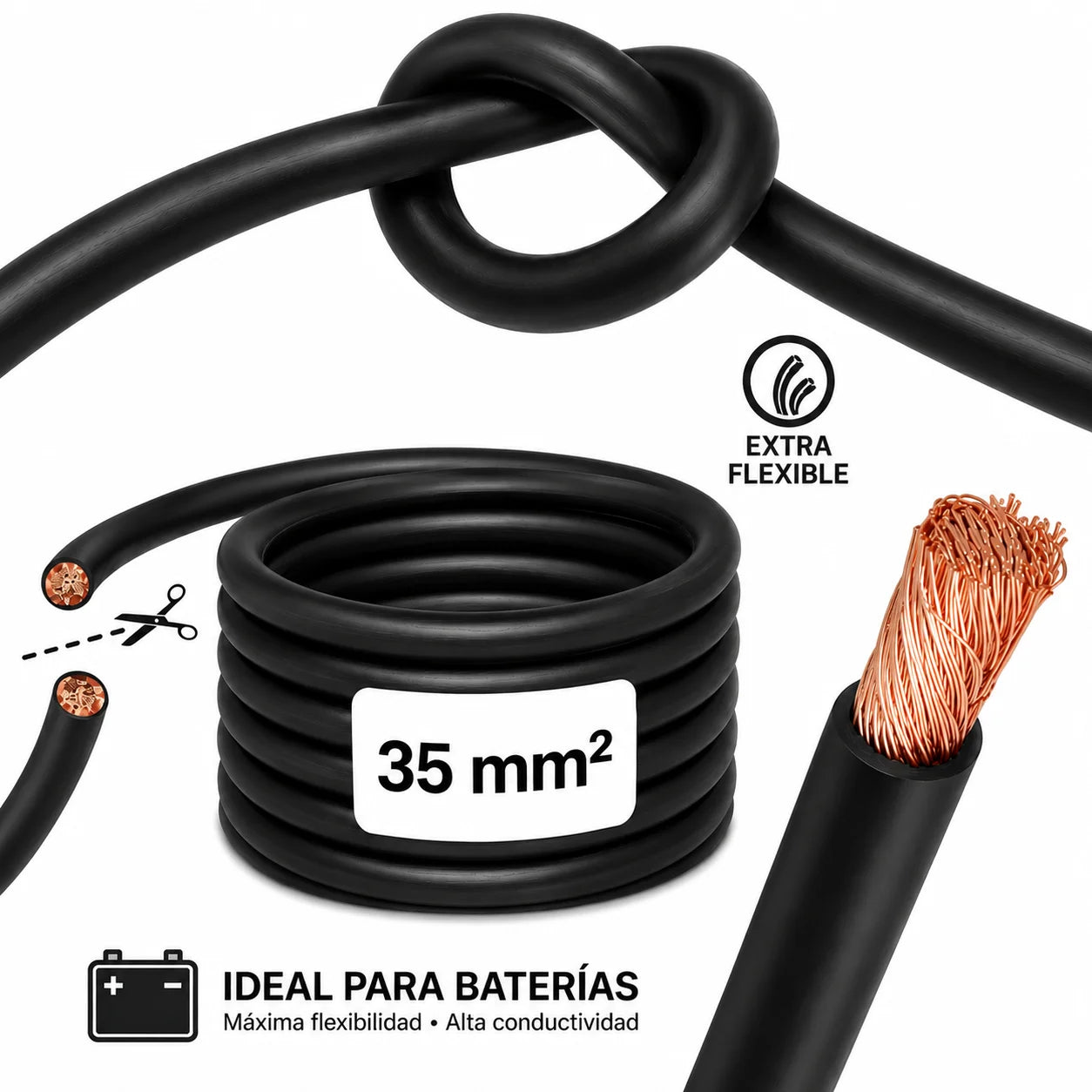 Cable Flexible H01n2-D 1x35mm2 100V 245A Negro x Metro
