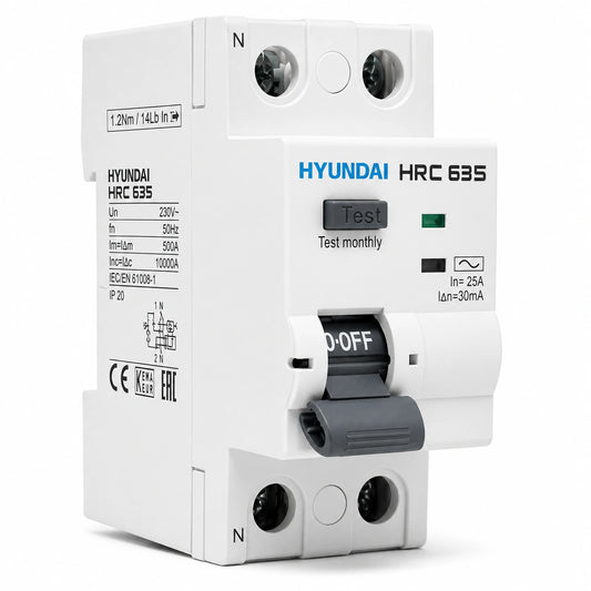 Interruptor Diferencial Hyundai HRC63S 25A 30mA Tipo A 2 Polos