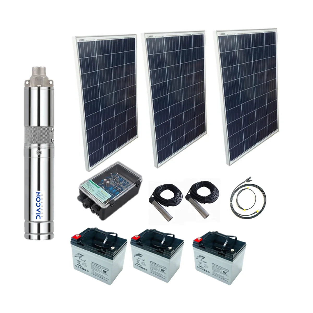 Kit Solar Bombeo 1.25m3Hora Pozo Profundo 3" 80m.c.a 210W