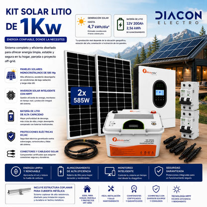 Kit Solar 1.000W Con Batería De Litio de 2.000W