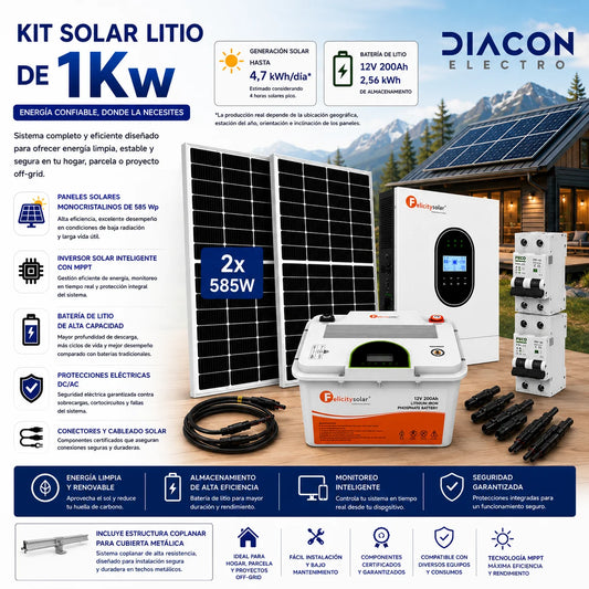 Kit Solar 1.000W Con Batería De Litio de 2.000W