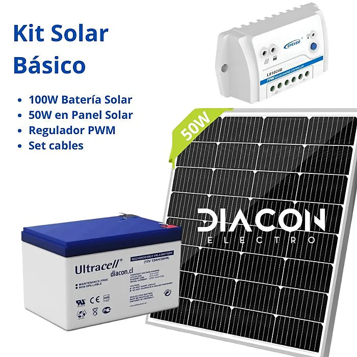 Kit Solar 100W en Batería y 50W en Panel