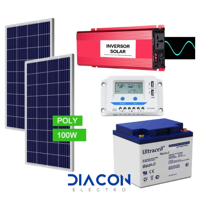 Kit Solar 480W Batería con Inversor 1000W Onda Pura