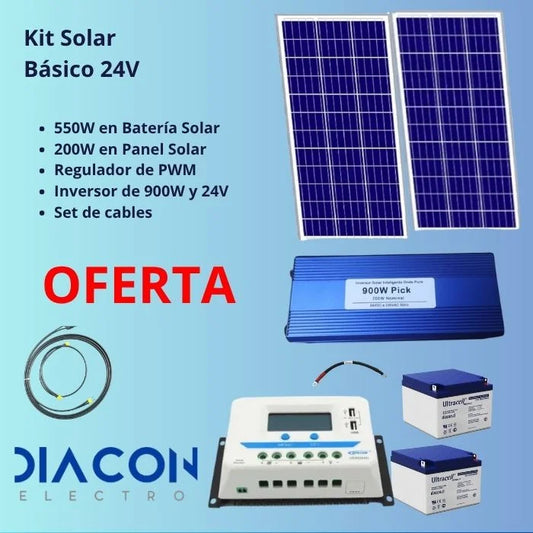 Kit Solar 550W en Batería con Inversor 1000W Onda Pura