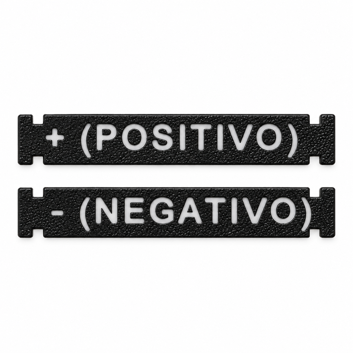 Identificador de Polaridad Positivo y Negativo para Cable Solar Fotovoltaico 75x12mm en Plastico ABS