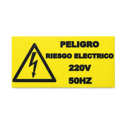 Rótulo Adhesivo Peligro Riesgo Eléctrico 220V 50Hz 200x100mm en Plástico ABS