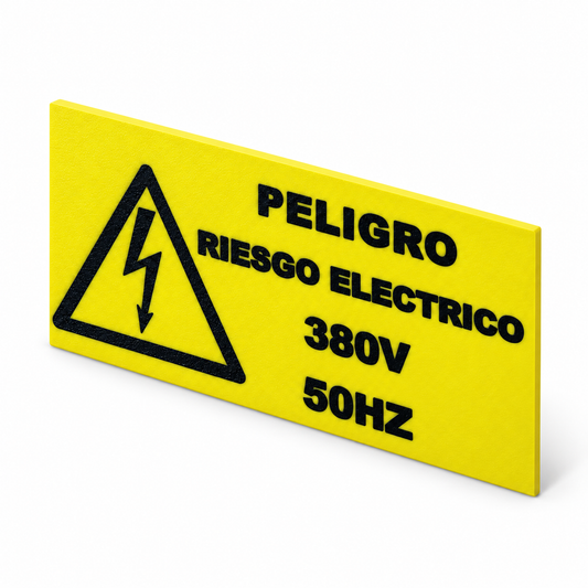 Rótulo Adhesivo Peligro Riesgo Eléctrico 380V 50Hz 200x100mm en Plástico ABS