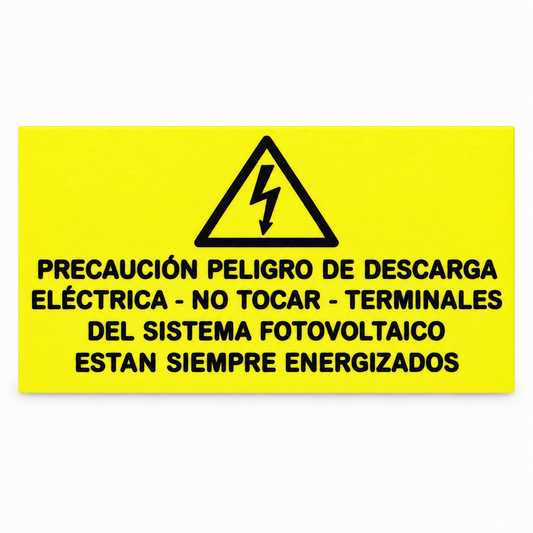 Rótulo Adhesivo Sistema Fotovoltaico Siempre Energizados 200x100mm en Plástico ABS