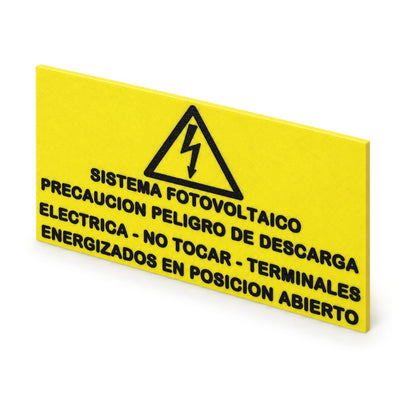 Rótulo Adhesivo Sistema Fotovoltaico Terminal Abierto 200x100mm en Plástico ABS