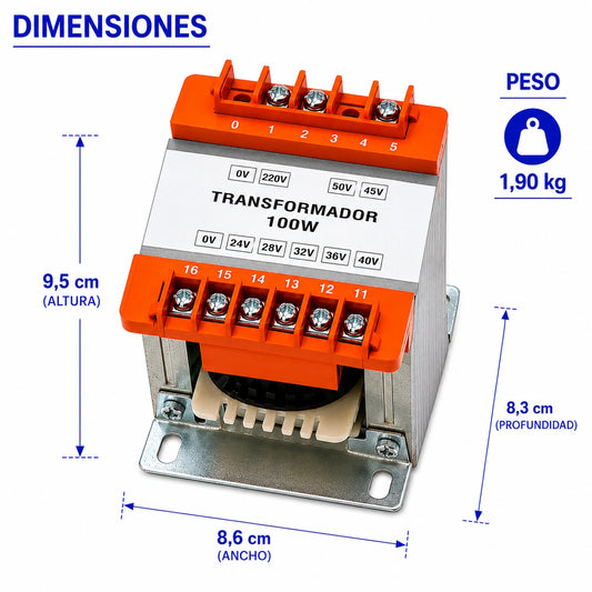 Transformador de control 100W 220V 24/28/32/36/40/45/50V