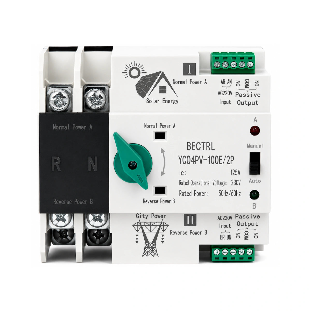 Interruptor de Transferencia Automático ATS 2P 220V 125A –  Red/Solar