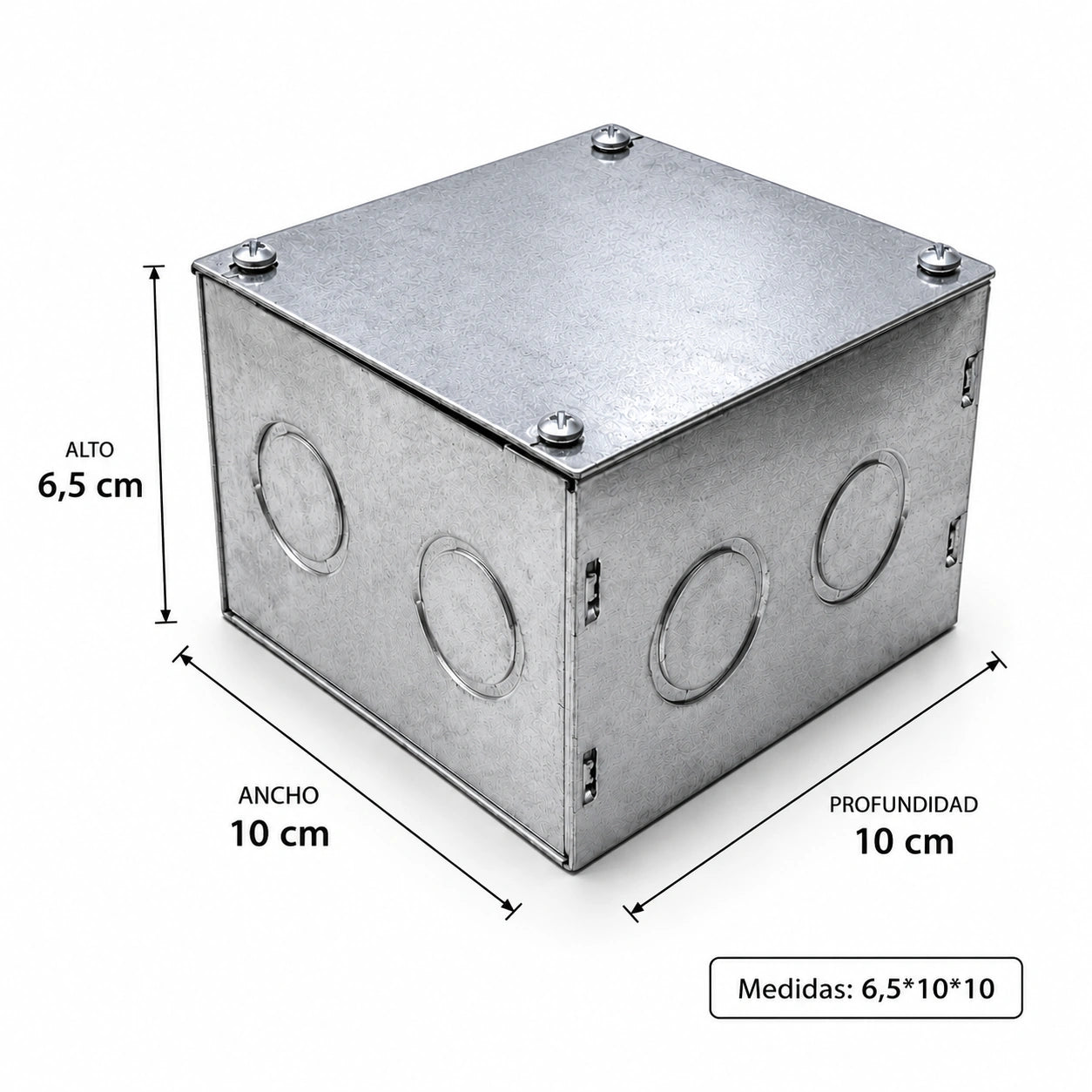 Caja de Derivación Metálica Pre-Galvanizada 100 × 100 × 65