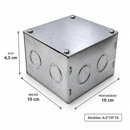 Caja de Derivación Metálica Pre-Galvanizada 100 × 100 × 65