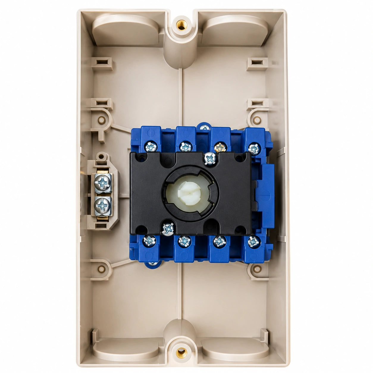 Selector 20A de 4 polos y tipo (on-off) con caja IP65 para candado