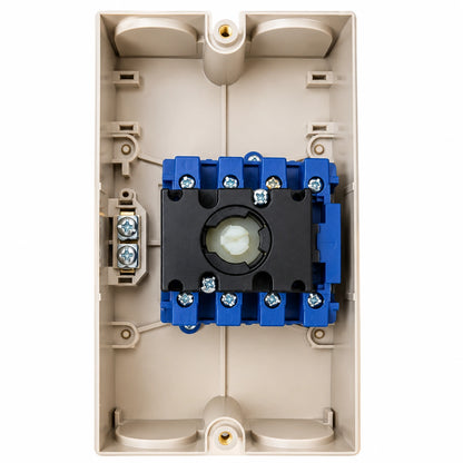 Selector 20A de 4 polos y tipo (on-off) con caja IP65 para candado