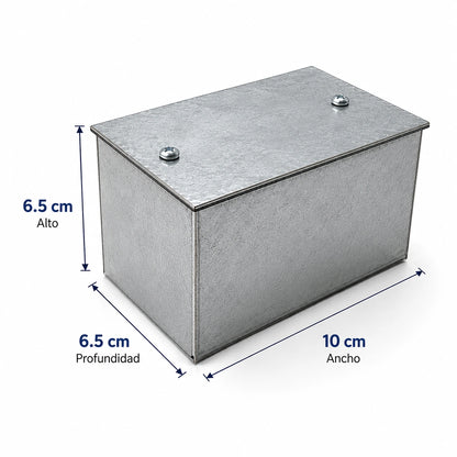 Caja de Paso Galvanizada Metálica 6,5 × 10 × 6,5 cm