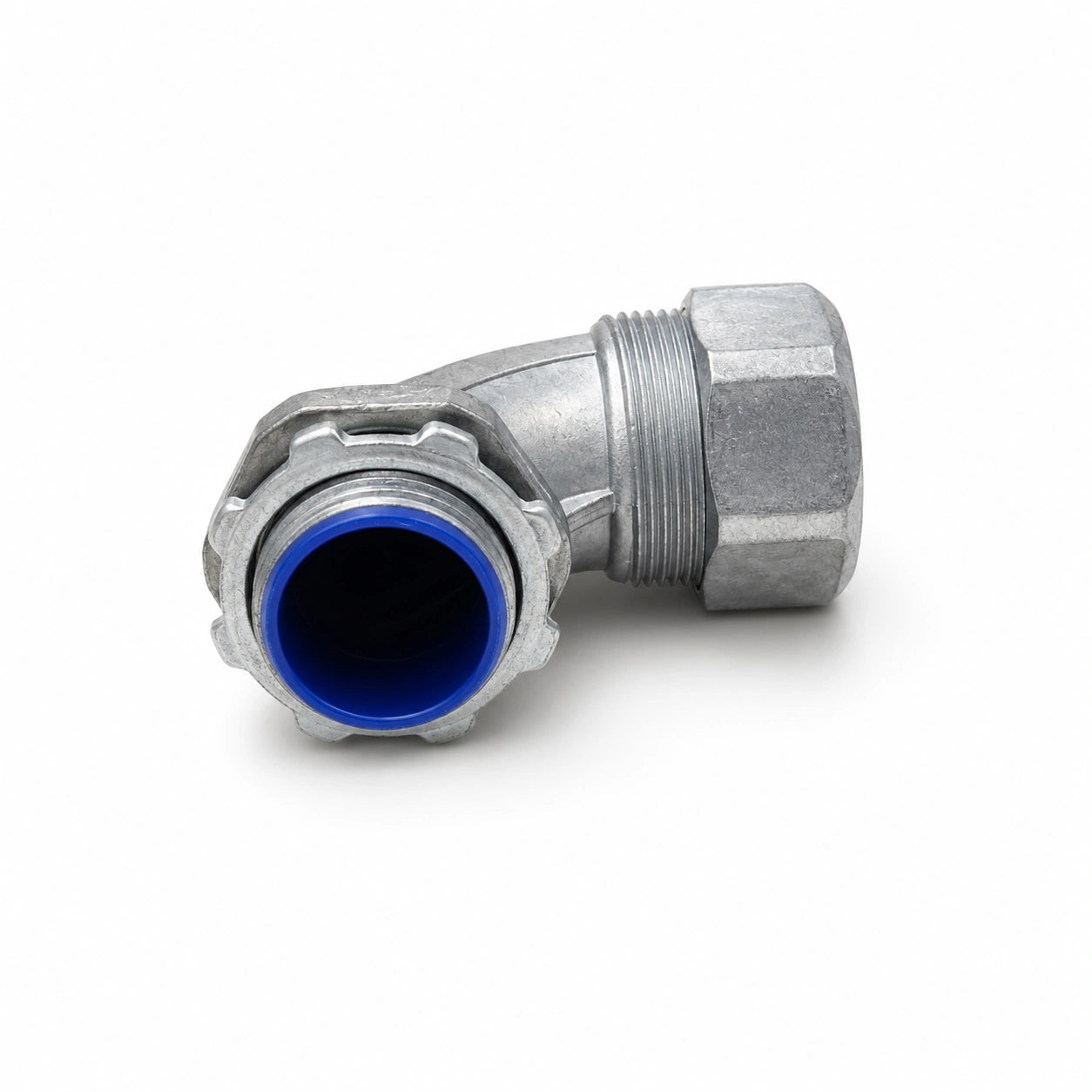 Conector Curvo 90° para Conduit Metálico Flexible 3/4" Zincado