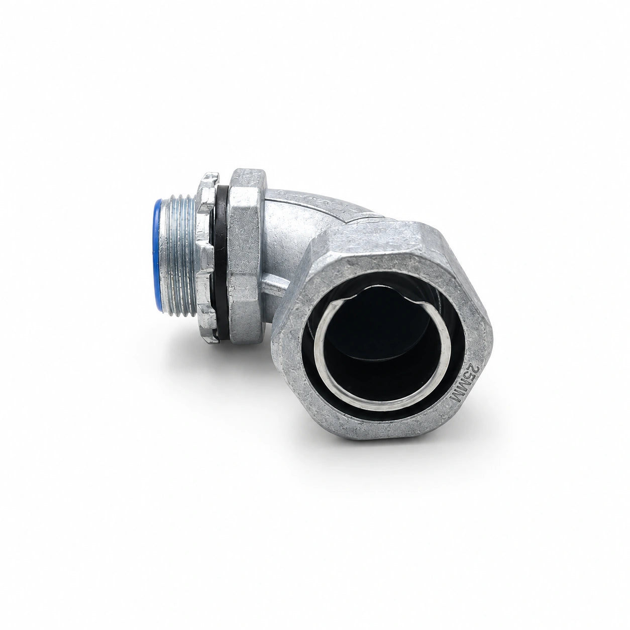 Conector Curvo 90° para Conduit Metálico Flexible 3/4" Zincado