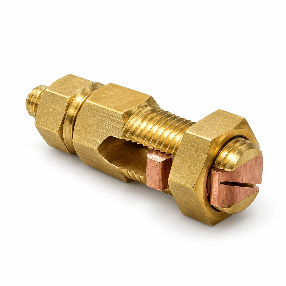 Conector Perno Partido de Bronce con Espiga Roscada 3-6 AWG