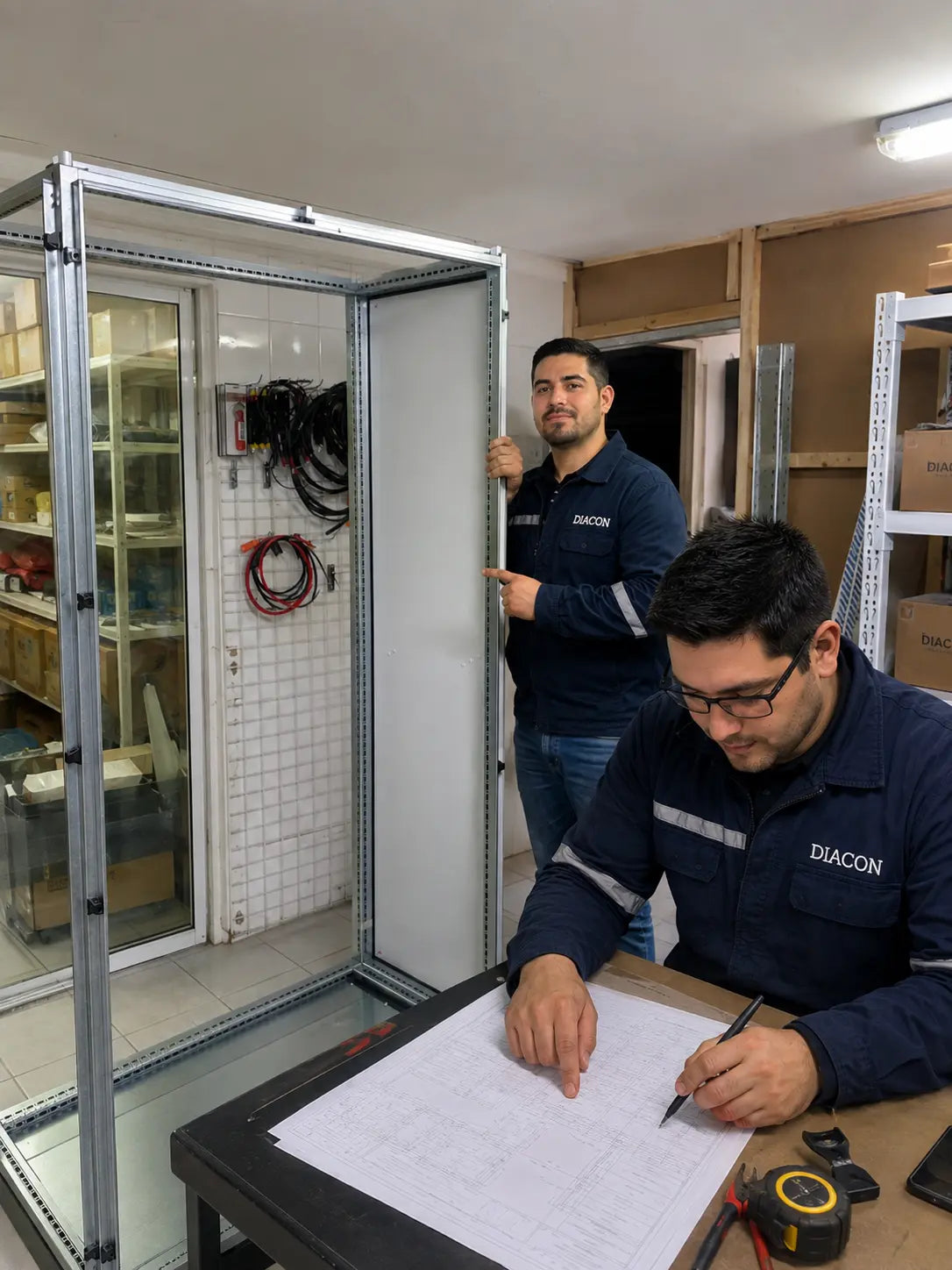 Equipo técnico de DIACON trabajando en integración y pruebas