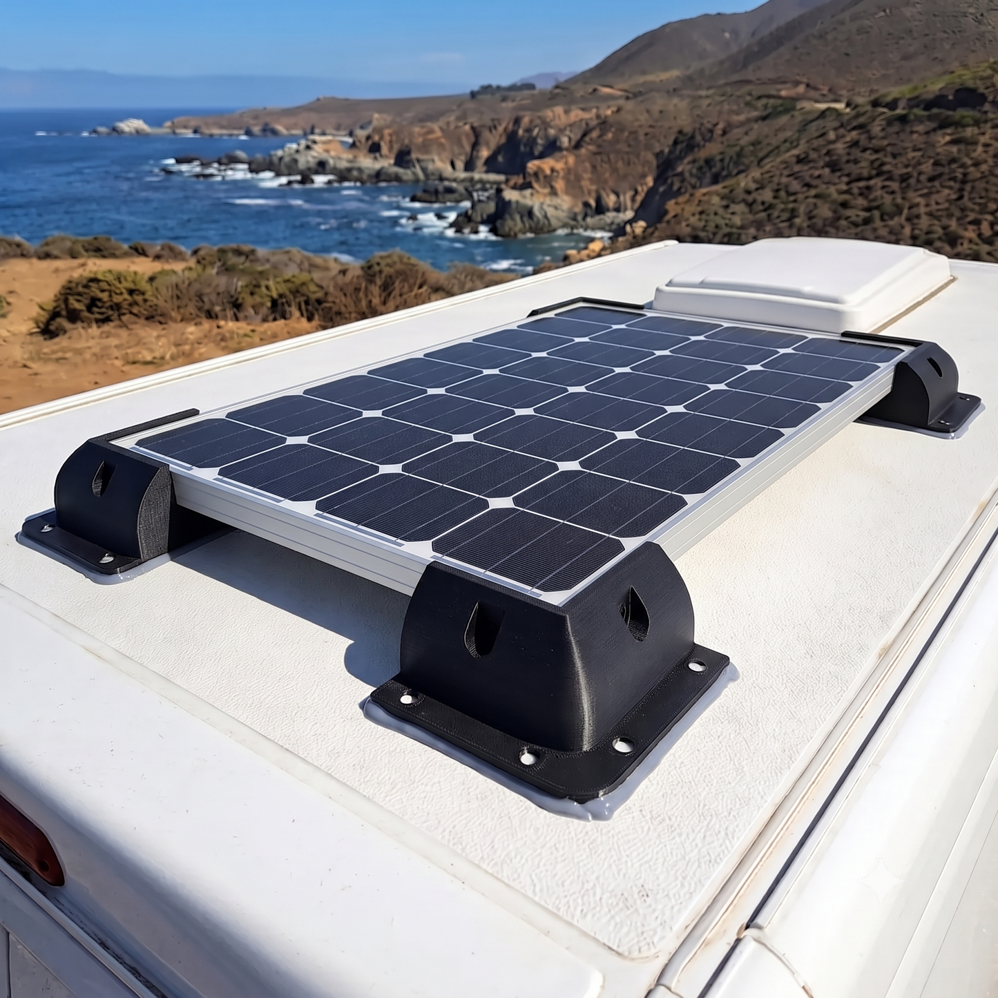 Kit de 4 Soportes Esquineros para Panel Solar en Techo de Camper o Motorhome (ABS Impresión 3D)