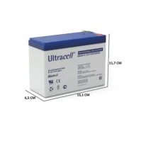 Aplicaciones de la batería 12V 10Ah de ciclo profundo Esta batería ha sido diseñada para ser utilizada en una amplia gama de aplicaciones. Desde sistemas de energía solar hasta equipos médicos y sistemas de respaldo de energía (UPS), la batería 12V 10Ah es perfecta para cualquier sistema que necesite una fuente de energía constante y segura. Además, su capacidad para soportar múltiples ciclos de descarga y recarga la convierte en una opción excelente para aplicaciones donde el uso continuo de energía es esencial. Al estar fabricada con materiales de alta calidad, esta batería de GEL ofrece una vida útil prolongada, lo que resulta en un menor costo de mantenimiento y reposición a largo plazo. Especificaciones técnicas Marca: ULTRACELL Modelo: UL10-12 Voltaje: 12V Capacidad: 10Ah Dimensiones: Largo: 15 cm Ancho: 6.5 cm Alto: 11 cm Peso: 3 kg Estas especificaciones destacan que la batería es compacta y liviana, lo que facilita su instalación en espacios pequeños o en dispositivos portátiles.