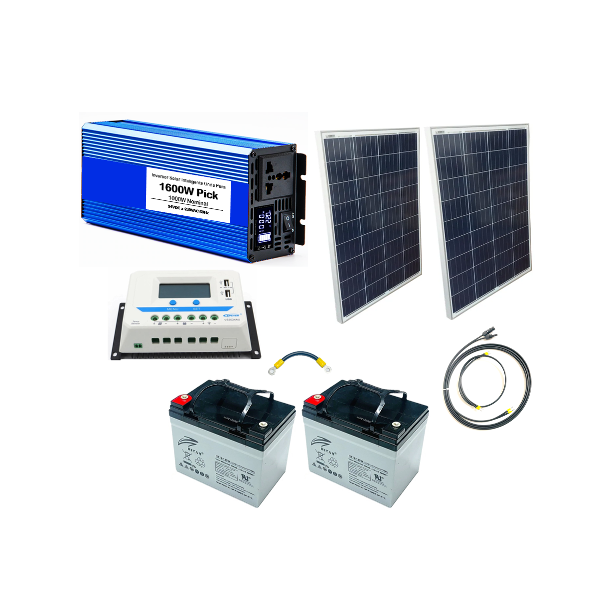 Kit de Inicio de Paneles solares - Kit básico de Panel Solar con inversor de  Corriente de